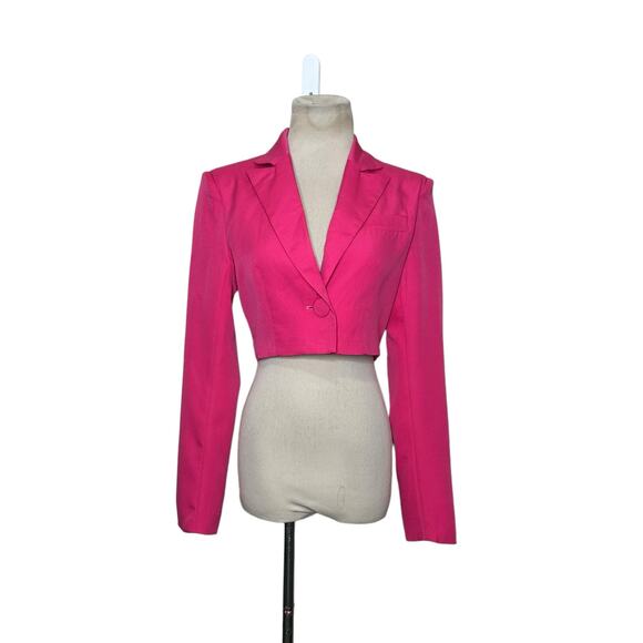 Club L London bubble gum pink one button crop boxy blazer size 4 - Picture 16 of 16